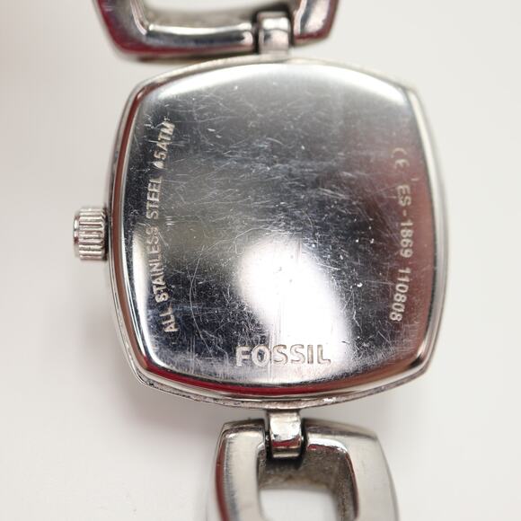 Fossil Womens Silver Tone Square Link Deco 22mm Watch 5.75" Bracelet ES-1869 - Picture 15 of 15